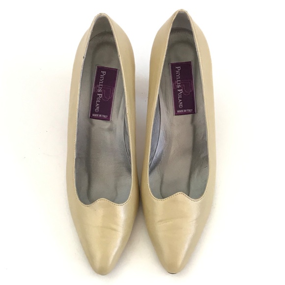 PHYLLIS POLAND Vintage Leather Heels Gold Pumps Gigi Women’s Size 8.5 - Picture 2 of 16